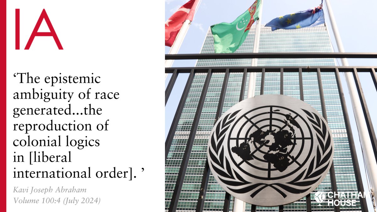 International Affairs (@iajournal_ch) on Twitter photo In his #openaccess article, Kavi Joseph Abraham (<a href="/Durham_SGIA/">SGIA Durham</a>) unpacks how the epistemic ambiguity around the question of race reproduced colonial logics in the liberal internatinal order, as well as the opportunities to resist them.
Read here: doi.org/10.1093/ia/iia… In his #openaccess article, Kavi Joseph Abraham (<a href="/Durham_SGIA/">SGIA Durham</a>) unpacks how the epistemic ambiguity around the question of race reproduced colonial logics in the liberal internatinal order, as well as the opportunities to resist them.
Read here: doi.org/10.1093/ia/iia…