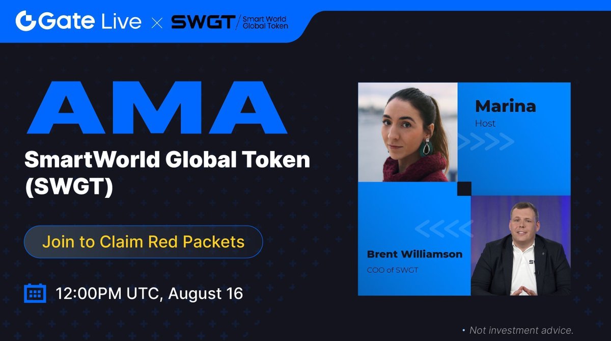 Gate.io #AMA - <a href="/SWGToken/">SWGT</a>

🎁$100 for 5 lovely users
🔺Follow <a href="/GateioLive/">Gate Live</a> &amp; <a href="/SWGToken/">SWGT</a>
🔺Like &amp; Rt
🔺Book now gate.io/live/video/d38…

❓Extra $100 for 5 selected questions about $SWGT
📝Drop your questions in comment to WIN

End: 12:00PM, August 16 (UTC)

#GateLive