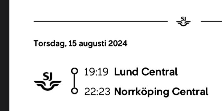 Har en SJ-biljett för resa i 1-klass idag som jag ger bort. Intresserad?