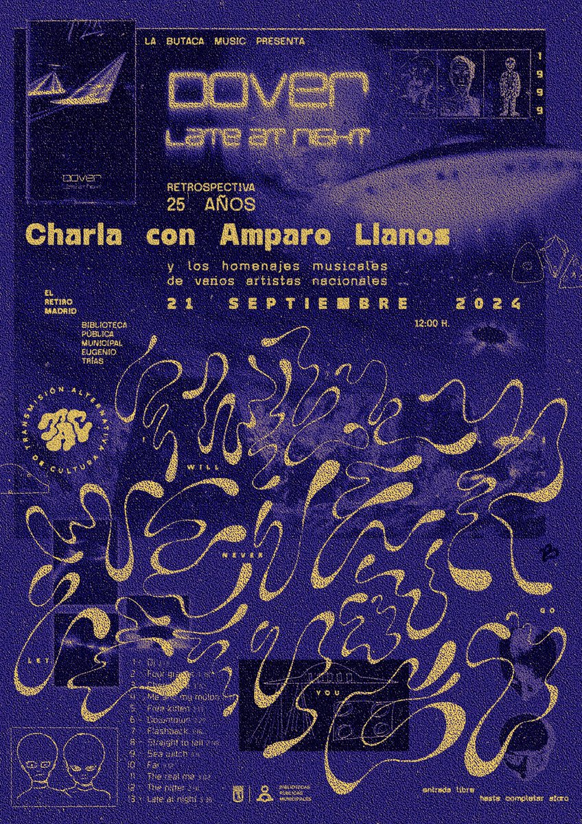 El
Próximo 21 de Septiembre vamos a charlar sobre LATE AT NIGHT de Dover en nuestra #TransmisiónAlternativadeCultura
Charlaremos con Amparo Llanos y tendremos sorpresas musicales en directo. 

Te esperamos, I will never let you go.
