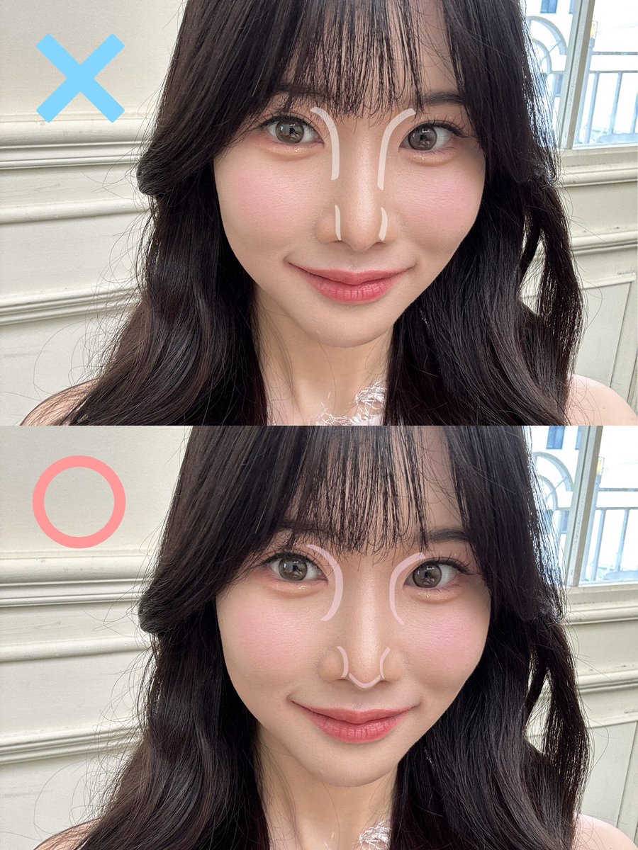 uuyi_d's tweet photo. みんなノーズシャドウ入れる時 眉頭から真っ直ぐ引いてるけど、頭蓋骨の目のくぼみに沿ってC字に入れるのよ。そうすると整形級に鼻筋が通る👃 https://t.co/j33vRvwXHl