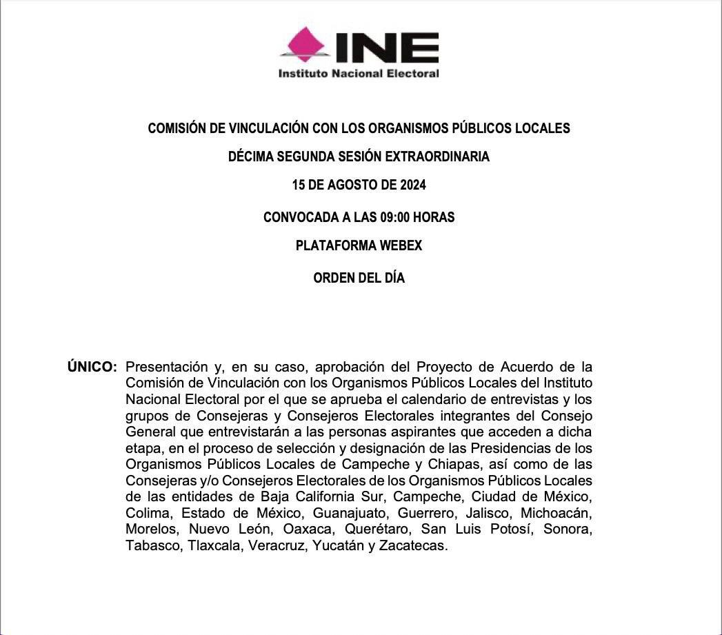 DaniaRavel's tweet photo. ¡Seguimos avanzando en el proceso de selección y designación de las Consejerías Electorales de los #OPLE! 🗳️

Hoy a las 9:00 hrs. 🕙 tenemos sesión de Comisión de Vinculación con #OPLE.

📻 Síguela #EnVivo 👉 https://t.co/nptz7v8hRH 
🗒️ Este es el asunto que veremos 👇 https://t.co/hgm5xjXINP