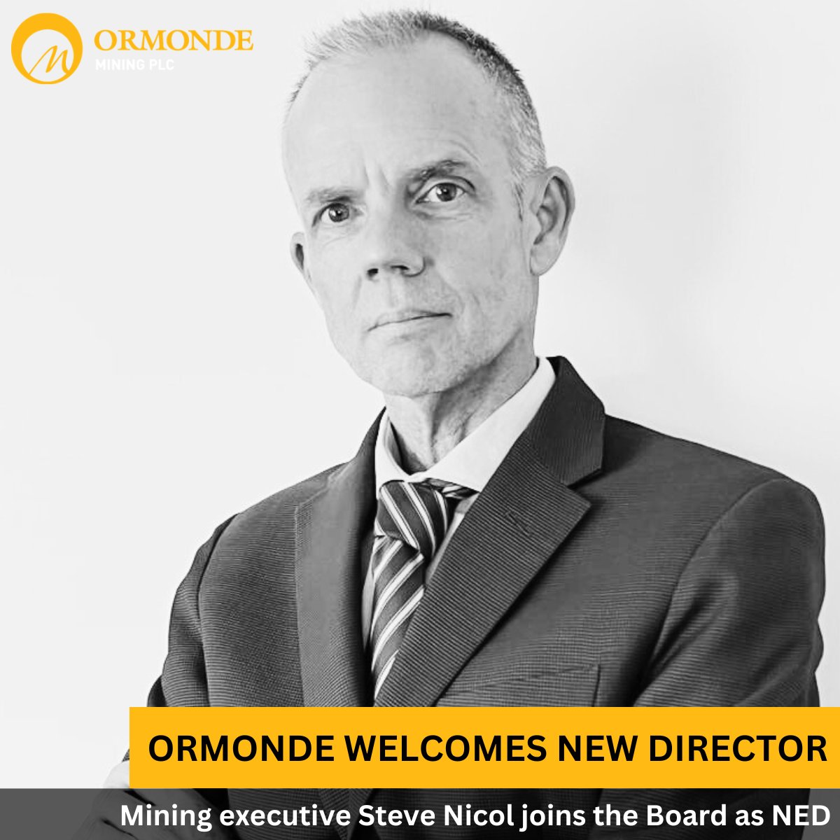 OrmondeMining's tweet photo. Ormonde welcomes experienced mining exec Steve Nicol as a non-exec director.

Steve is playing an active role in developing our portfolio &amp; was recently appointed as CEO of our investee company @MetalsTru following a potentially transformative transaction with @Eldorado_Gold. https://t.co/cGUxeUwfQE
