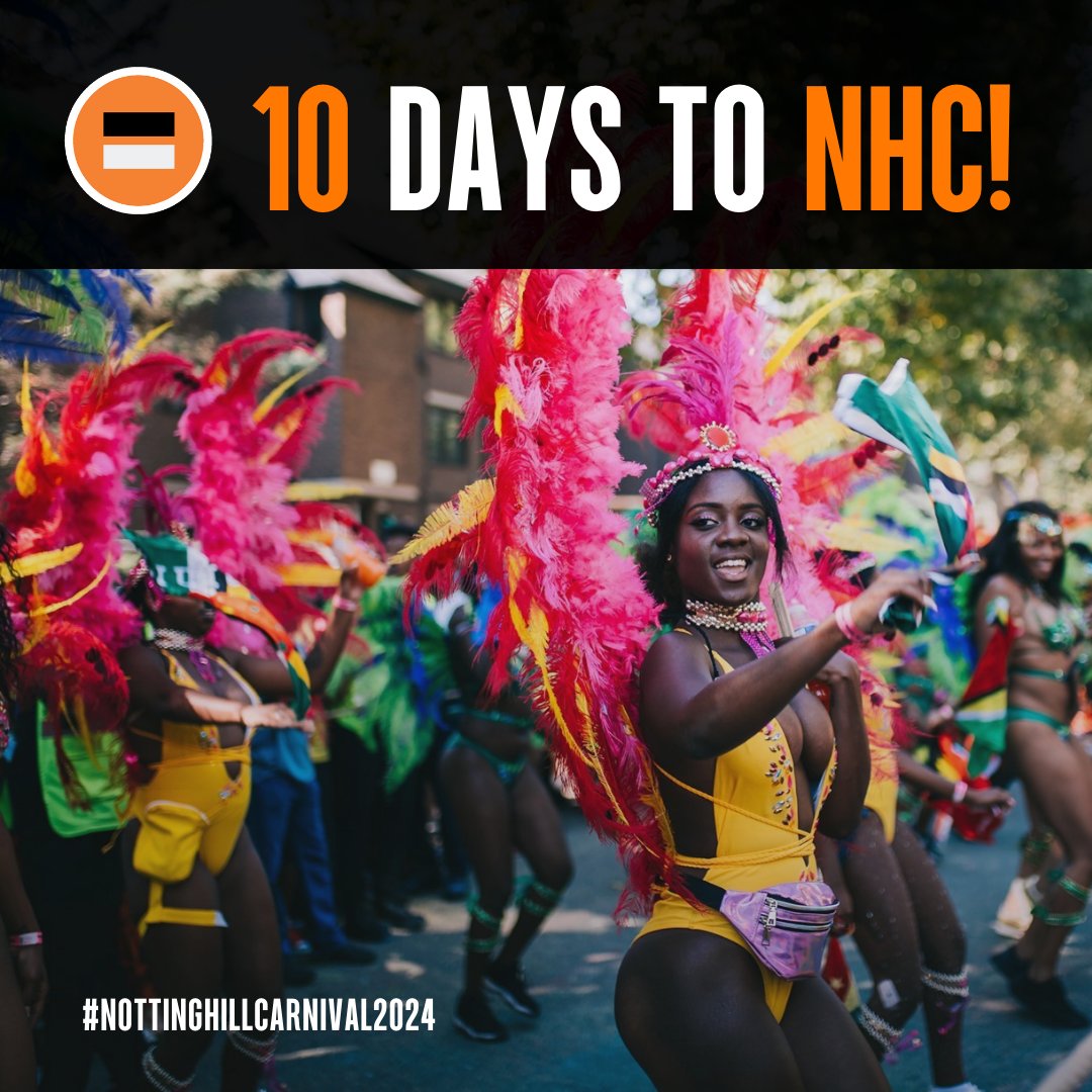 10 days to go! 🎉

📆 24th August - Panorama 🥁
📆 25th August - Carnival Sunday (Children’s Day) 🧡
📆 26th August - Carnival Monday (Adults’ Day) 👏🏾

📷 @lnhcarnival

#NottingHillCarnival2024 #NottingHillCarnival #stephenlawrence #stephenlawrenceday #blackbritish