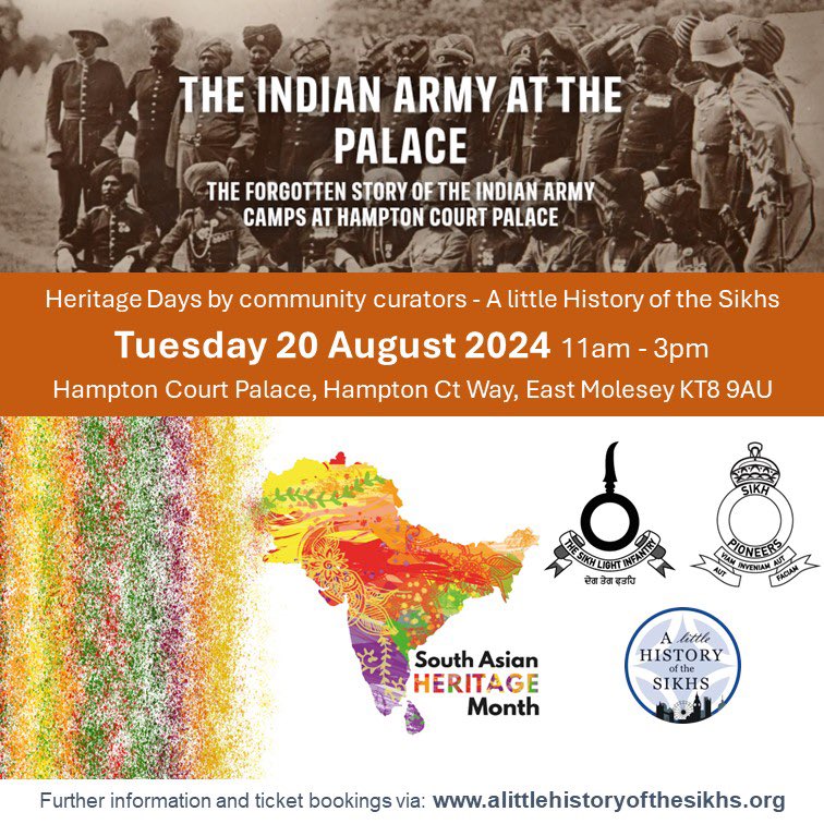 Join this event in August and see the exhibition at Hampton Court Palace on the Indian Army encampments