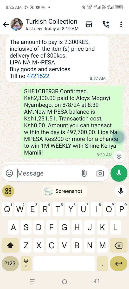 Jacobkoduor's tweet photo. @Safaricom_Care I paid money to till No.4721522 and since then they stopped communication, it was 2300 reference No. SH81CBE93R. Please help me get back My money. This person is a conman and Siaya office has refused to record my complain saying that I have to go to Kisumu. Unfair https://t.co/rvZBywHEUu