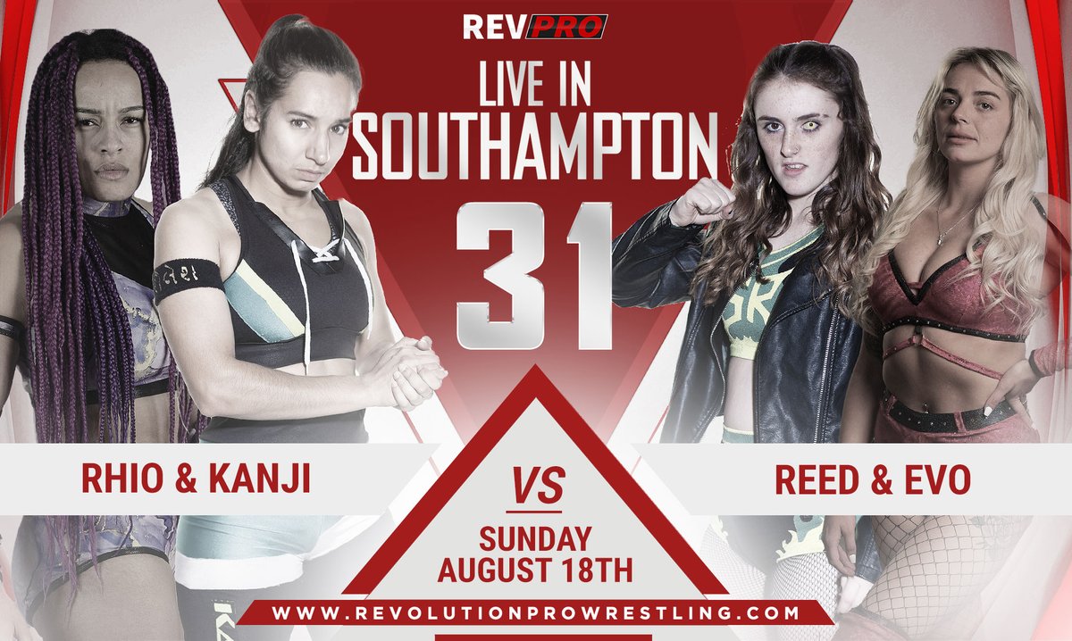 THIS SUNDAY live from <a href="/the1865/">The 1865</a>  Southampton

RHIO &amp; KANJI VS SAFIRE REED &amp; LIZZY EVO 

Doors 4pm l Bell Time 4.30pm

GET YOUR TICKETS NOW:  revolutionprowrestling.com/southampton31