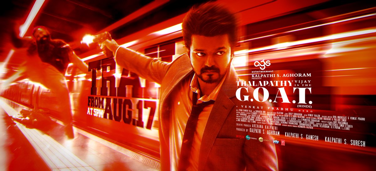 Ags_production's tweet photo. GET . SET . GOat 🔥
Buckle up.. #TheGoatTrailer is landing on your screens on August 17th, 5 PM 💥

@actorvijay Sir

A @vp_offl Hero
A @thisisysr Magical 

#TheGreatestOfAllTime
#ThalapathyIsTheGOAT

#KalpathiSAghoram
#KalpathiSGanesh
#KalpathiSSuresh @Ags_production
@archanakalpathi @aishkalpathi 

@actorprashanth @PDdancing @dhilipaction #Mohan #Jayaram @actress_Sneha #Laila @meenakshiioffl @iYogiBabu @paro_nair @actor_ajmal #VTVGanesh @actor_vaibhav @Premgiamaren @aravindaakash @ajayraaj @komalsharmaj #AbyuktaManikandan @Anjenakirti @dirpitchumani @dirchandru @direzhilarasu @venkat_manickam @malinavin @siddnunidop @mesuryarajeevan @rajeevan69 @venk_editor @dirsasikumar_p @Senthil__off @IMAX @qubecinema @NetflixIndia @TSeries @MythriOfficial #RomeoPictures @mynameisraahul @PharsFilm @GokulamMovies @GokulamGopalan @srkrishnamoorty @jsujithnair
@DreamBig_film_s @ZeeStudios_ @zeestudiossouth @ZeeTamil #ZeeTamil @onlynikil @RIAZtheboss @dirmanivannan