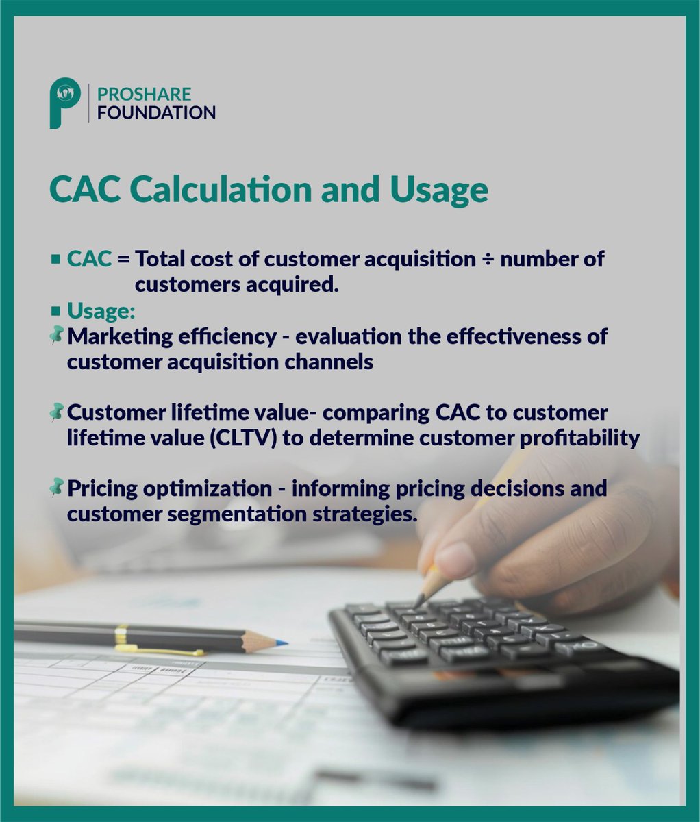 proshareFDN's tweet image. Every new customer comes with a cost! Know your CAC to spend smart and grow big!

#FinancialWellness #FinancialMetrics #Entrepreneurship #BusinessTips #CustomerAcquisitionCost