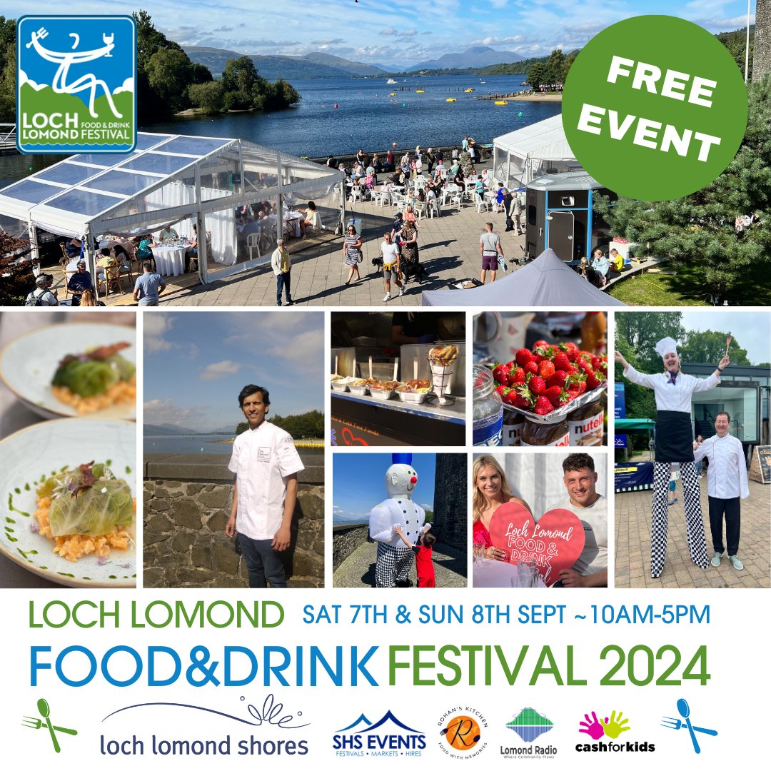 Get ready for a foodie extravaganza as our Loch Lomond Food &amp; Drink Festival is back next month! 🍴🍔🌮🍹
🗓️ Save the dates in your diary &amp; join us at <a href="/lochlomondshore/">Loch Lomond Shores</a> on Sat 7th &amp; Sun 8th Sept, for one of Scotland's biggest &amp; most established Food &amp; Drink Festivals of the year!