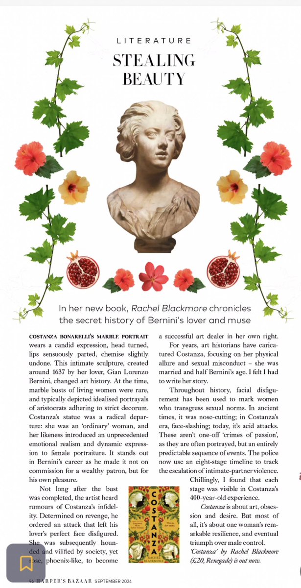midascampaigns's tweet photo. The brilliant coverage for #Costanza by @rjblackmore1 keeps on coming! Rachel has a piece in this month’s @harpersbazaaruk all about her historical fiction debut &amp; why she wrote it. Out now as a stunning hardback from @dialoguepub and you need it on you TBR pile 🔥 https://t.co/Fhsz8lsyEJ