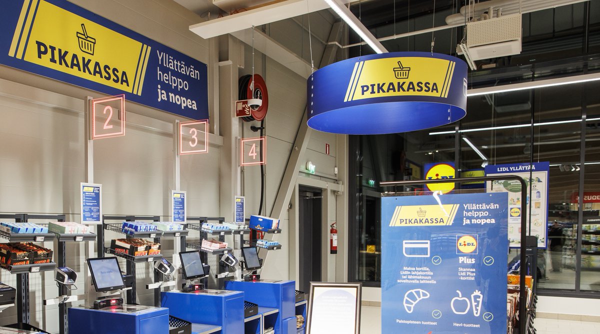 Pikakassat tulevat lähes kaikkiin Lidl-myymälöihin seuraavan puolen vuoden aikana. 🤩
 
Tiesitkö, että meidän pikakassoilla voit:
 
👉Punnita itse niin kasvikset kuin paistopistetuotteet
👉 Maksaa ale-laputetut tuotteet
👉 Lunastaa pullopanttikuitin
👉 Skannata Lidl Plus -kortin