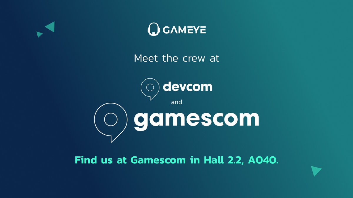 Gameye (@gogameye) on Twitter photo Our crew are heading to #Devcom and #Gamescom next week. And we'd love to see you there.
If you're in the area, pop by our stand (courtesy of <a href="/servers_com/">Servers.com</a>). We're in hall 2.2, A040. Or pop a time in our diary: eu1.hubs.ly/H0bKL9f0
See you next week ๐ Our crew are heading to #Devcom and #Gamescom next week. And we'd love to see you there.
If you're in the area, pop by our stand (courtesy of <a href="/servers_com/">Servers.com</a>). We're in hall 2.2, A040. Or pop a time in our diary: eu1.hubs.ly/H0bKL9f0
See you next week ๐