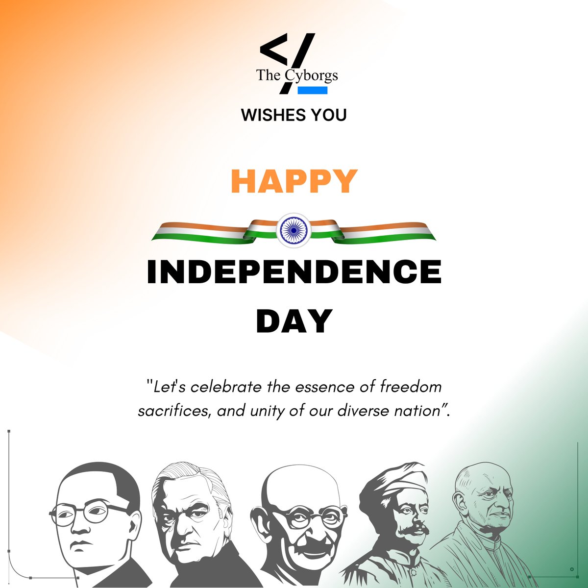 thecyborgs_'s tweet photo. 🇮🇳 Happy 78th Independence Day from The Cyborgs! 🎉

78 years ago, we broke free from the chains of oppression and now we're breaking barriers in tech! 💻 Let's code a brighter future and reboot our nation's spirit! 🔄

#TheCyborgs #IndependenceDay https://t.co/BX5Y8JWsja