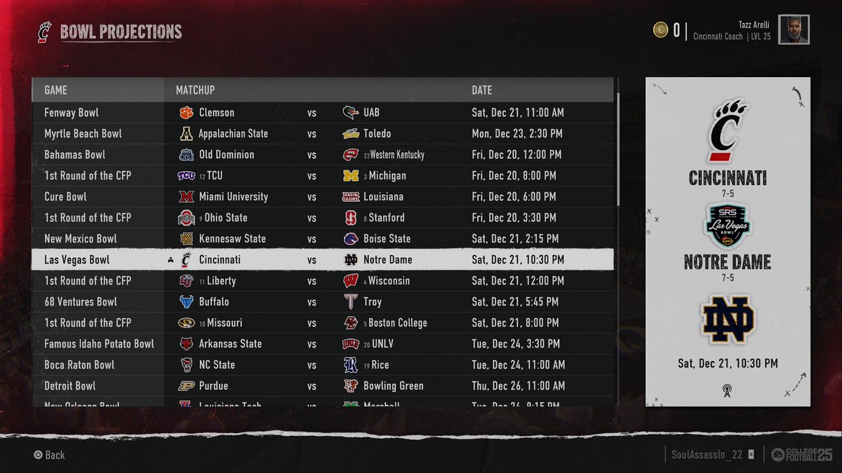 DML_CFB_CINCY's tweet photo. The Bearcats are going Bowling! Finishing the season 7-5 we look to face C-Rob and the Notre Dame Irish! @DML_CollegeBall https://t.co/sQ3KDVKnRu
