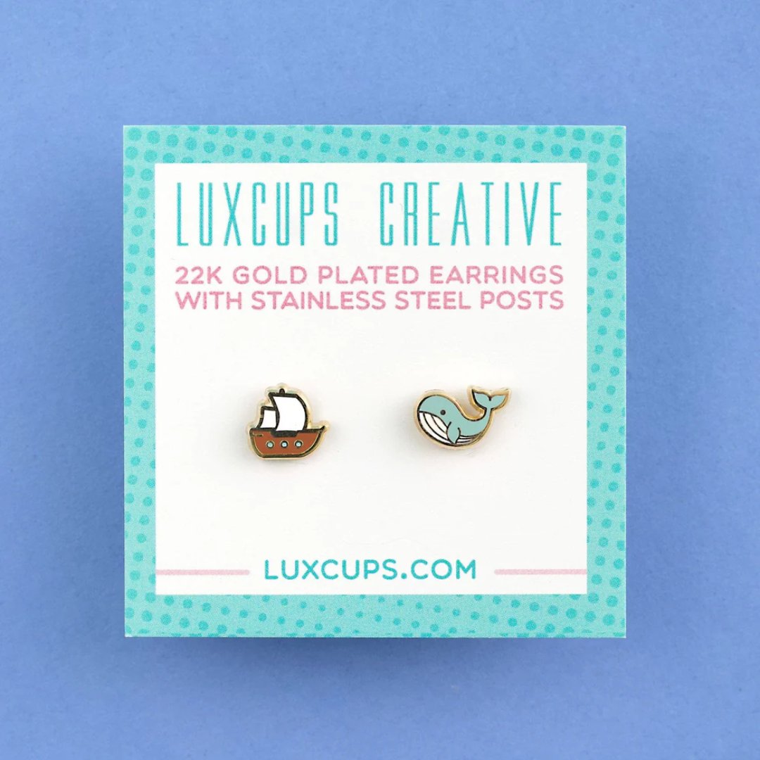 luxcups's tweet photo. Today we celebrate #NationalrelaxationDay and there is little more relaxing that an ocean voyage and whale songs.  Carry the Vibes of the sea with you everywhere you go to remind you that it's okay to relax a little.

#whale #ship #earrings #luxcupscreative #shoptilyousqueak https://t.co/vJmMzsCaiO