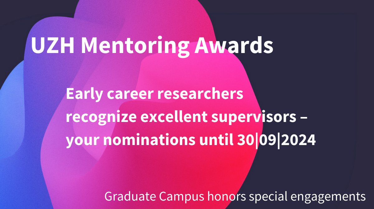 UZH Graduate Campus (@graduatecampus) on Twitter photo 📢 Mentoring is key! Call for <a href="/UZH_ch/">Universität Zürich</a> Mentoring Awards 2025
🗓 Closing date for entries: 30 September 2024
🖊 Early Career Researchers UZH are eligible for nomination
➡ All details on the call for applications at: lnkd.in/dJCqgA5V 📢 Mentoring is key! Call for <a href="/UZH_ch/">Universität Zürich</a> Mentoring Awards 2025
🗓 Closing date for entries: 30 September 2024
🖊 Early Career Researchers UZH are eligible for nomination
➡ All details on the call for applications at: lnkd.in/dJCqgA5V