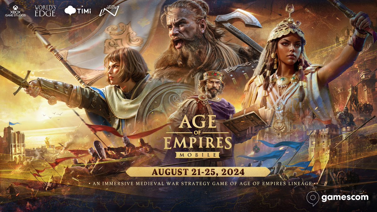Age of Empires Mobile is coming to gamescom 2024 in Cologne, Germany!

🎉 Breaking news! Age of Empires Mobile will be at the Xbox booth during gamescom 2024 in Cologne, Germany!
Visit us on-site for a variety of activities and a chance to get gamescom-exclusive Age of Empires