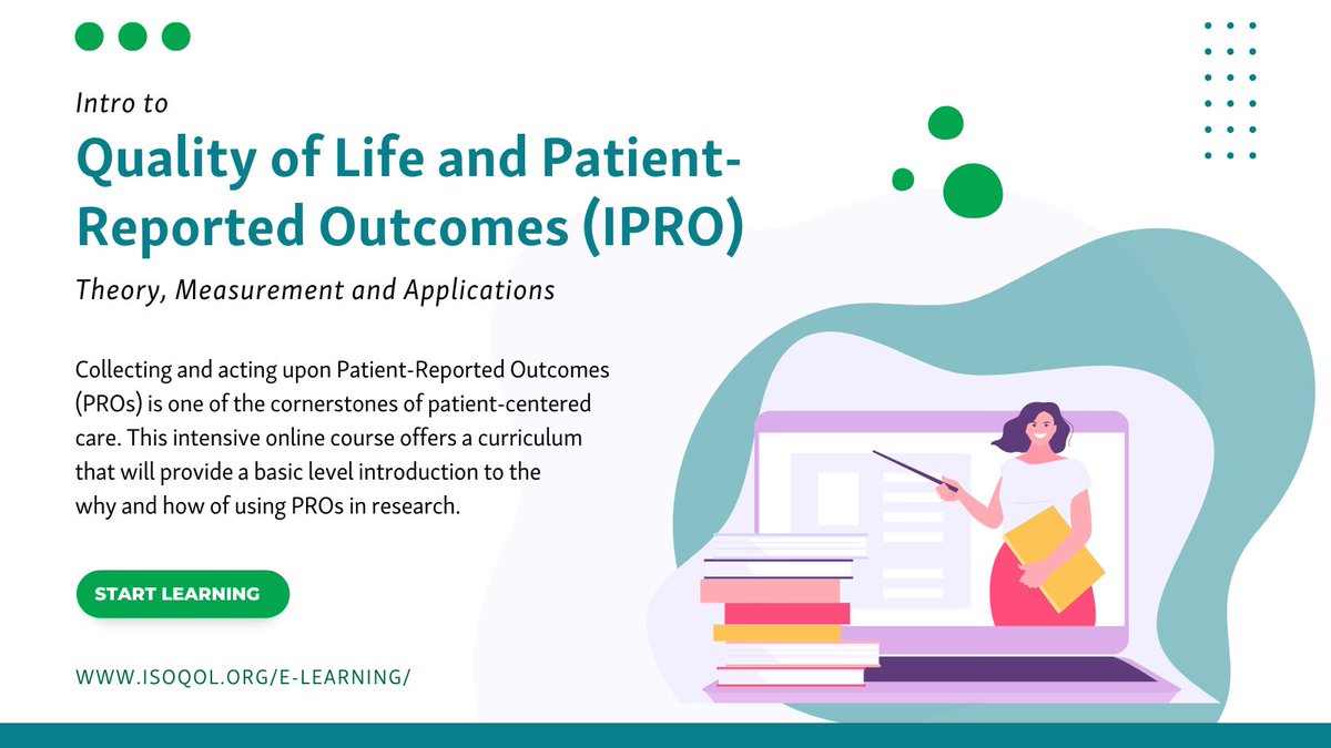 Are you interested in #HRQL research and want to learn the why and how of using patient-reported outcomes (PROs) in research? Check out ISOQOL's online IPRO course, available on-demand now! pathlms.com/isoqol/courses…