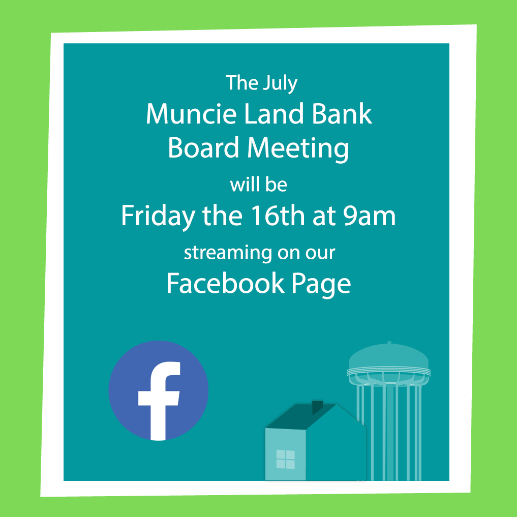 MuncieLandBank's tweet photo. Check out our Facebook page to see the board meeting tomorrow at 9am! https://t.co/ANMzy4AUlp
