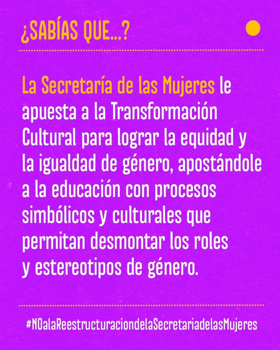 La reestructuración de la Secretaria de las Mujeres propuesta por <a href="/AndresJRendonC/">Andrés Julián</a> NO promueve el cambio cultural. Al asumir el cuidado, la infancia y la nutrición afianza roles y estereotipos  de género de la división sexual del trabajo que precariza la vida de las mujeres.