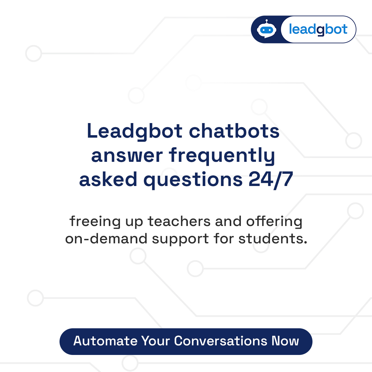 alakmalaktechno's tweet photo. Students have questions, and #Leadgbot has answers! Provide 24/7 support while freeing up teachers' time. Upgrade your chat support now! 🎓 Use for free now at https://t.co/AaRFZRwoAk 

#EdTech #AIChatbot #StudentSupport #chatbot #chatbotforwebsite #trendingtech #EducationTech https://t.co/ulElWati4r