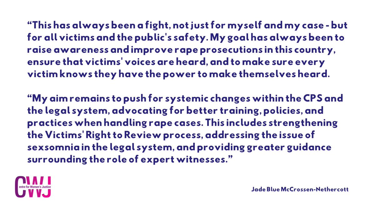 We pay tribute to <a href="/jadeblueLDN/">Jade Blue</a>  for her courageous battle to hold the CPS accountable and her work to change the system so that other victims are less likely to be denied justice in the future.

ow.ly/PUpJ50SYy7z