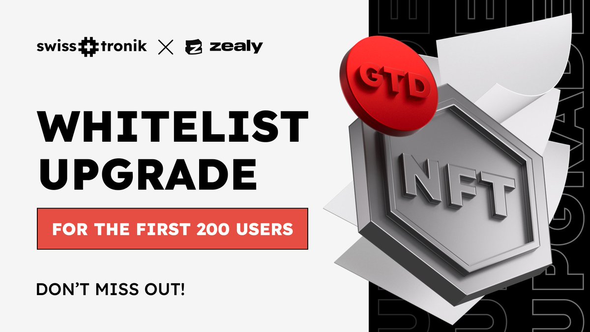 swisstronik's tweet photo. 🚀Our second WL upgrade is LIVE! Take your chance to grab one of 200 GTD Whitelist spots for the upcoming Hegel NFT mint. 🎉

✅ How to upgrade? 
Complete simple quests on Zealy

✅ Who can upgrade? 
⚠️ Only the users with the FCFS 2.0 Discord role are eligible 
⚠️ Only the first 200 users that complete the quests will get the upgrade

⏳ Last time, spots filled in just 10 minutes! Don't miss out!

UPGRADE NOW! 👉 https://t.co/4tz0S3cjFJ