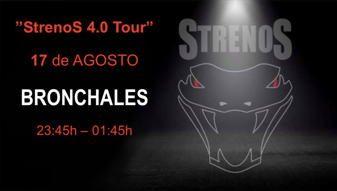 ¡BRONCHALES! Nos vemos este sábado 🤘🏻🎸

Let’s gooo!🐍

#strenosrockband #strenos40 #rock #concierto  #rockmusic #musicarock #fyp #fypシ #gira #españa #zaragoza #huesca #badajoz #madrid #teruel #toledo #larioja #rocknacional #rockespañol #grupostrenos #bronchales
