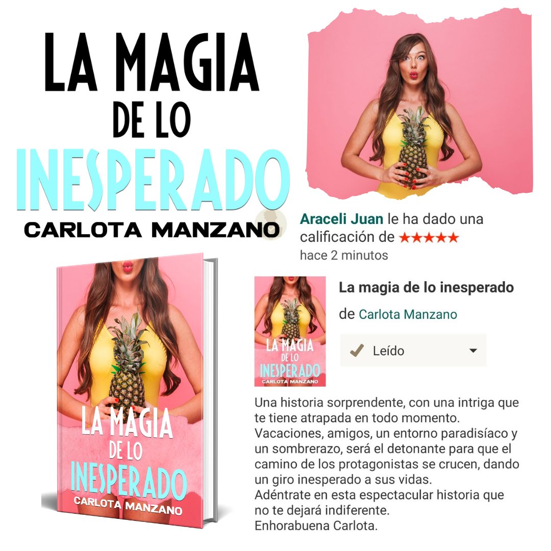 💕 RESEÑAS 💕 

💖 La magia de lo inesperado 💖

📚⏩️ leer.la/B0DCZMSVBM

🔹Disponible en Amazon y Kindle Unlimited🔹

Todas las #novelas de la autora aquí 💖⏩ relinks.me/CarlotaManzano

#lectura #libros #leer #amazon #kindleunlimited #kindle #novedad #carlotamanzano