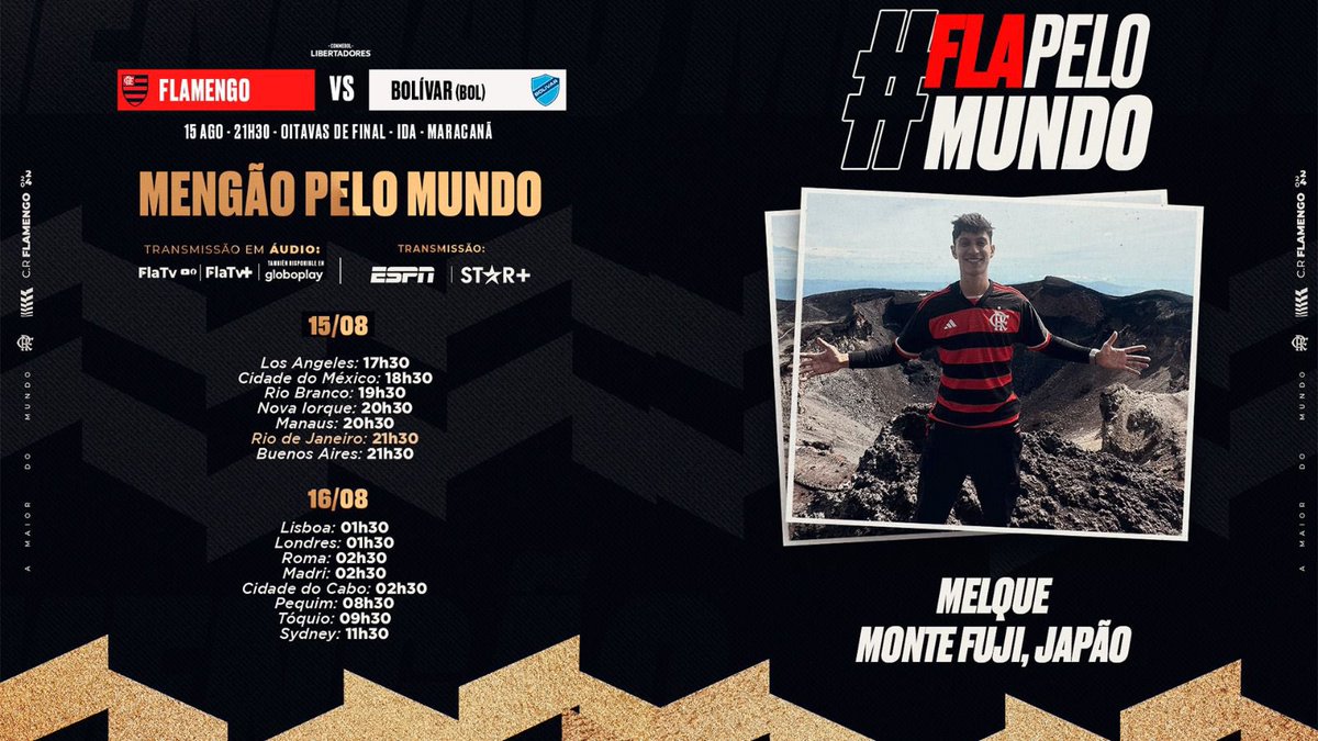 Flamengo's tweet photo. É dia de MENGO! Então 👀 nos horários! 

Quer aparecer nas nossas redes sociais? Vem de #FlaPeloMundo! 

#FLAxBOL #VamosFlamengo https://t.co/X2Y6dMH96G