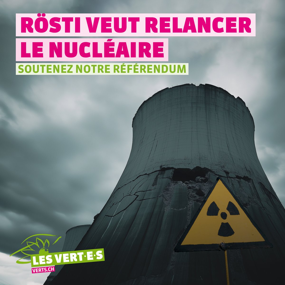 De nouvelles centrales nucléaires en 🇨🇭? Ce n’est bon ni pour le climat, ni pour l’environnement. 🌍 Réalisons plutôt le tournant énergétique! 🌞 Si le M. Rösti arrive à ses fins, il ne restera que le référendum. 📝

➡ Nous soutenez-vous ?

verts.ch/campagne/je-me…