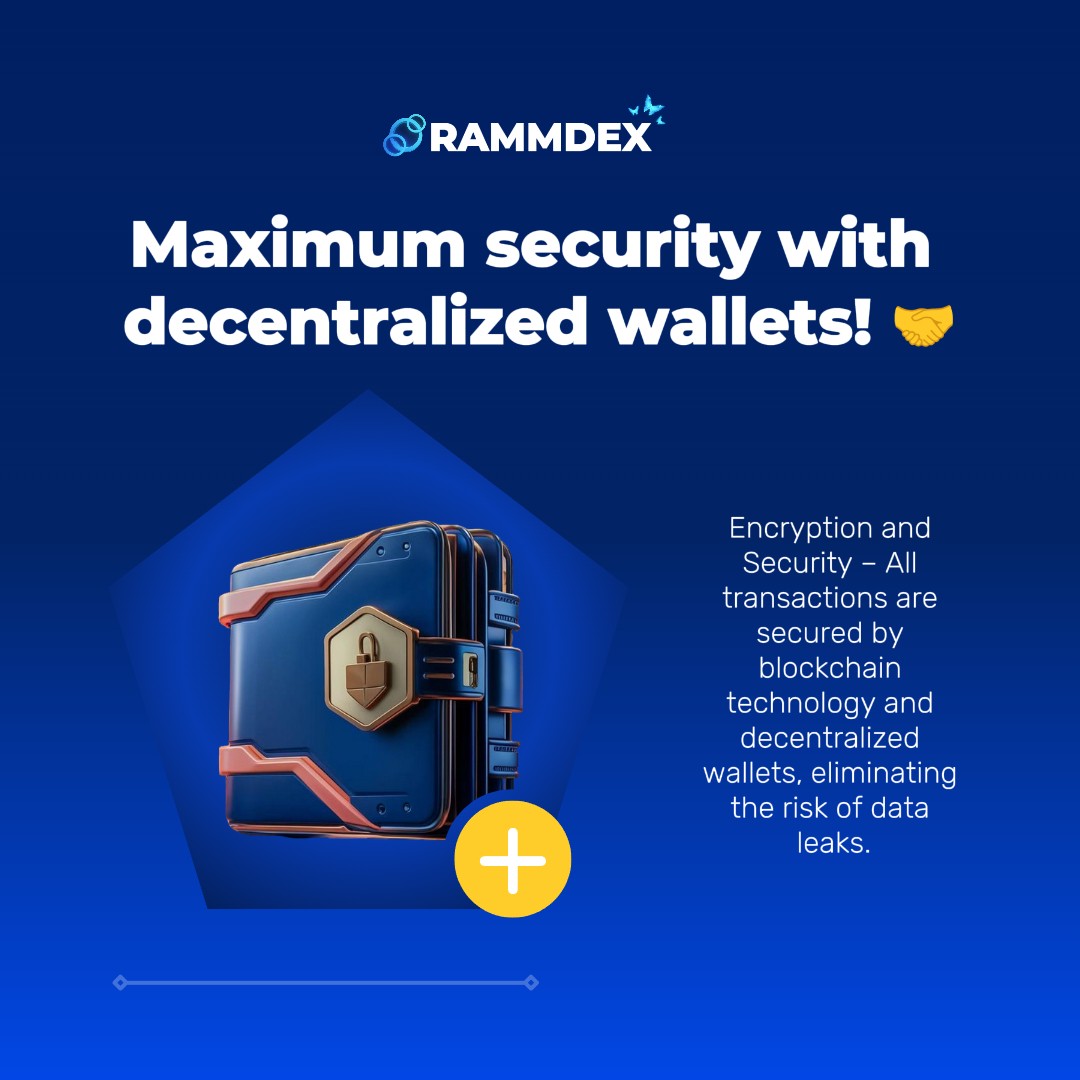 RammDex's tweet photo. RAMM @RammDex🦋
Risk Automated Market Maker
Rammdex – Trade with Confidence Using Decentralized Wallet Support
🤝 Rammdex – Maximum security with decentralized wallets! 🤝
Rammdex not only offers convenience, but also ensures that your information is always protected by connecting to decentralized wallets such as Metamask. You can trade with peace of mind, without worrying about security.
Encryption and Security - All transactions are secured by blockchain technology and decentralized wallets, eliminating the risk of data leakage.
Comprehensive Support - Rammdex's support team is always available to help you resolve any issues quickly and efficiently.
No Intermediary Dependency - Trade directly through your wallet, ensuring complete transparency and security.
📞 Join Rammdex today and experience the security and comprehensive support of decentralized wallet technology!