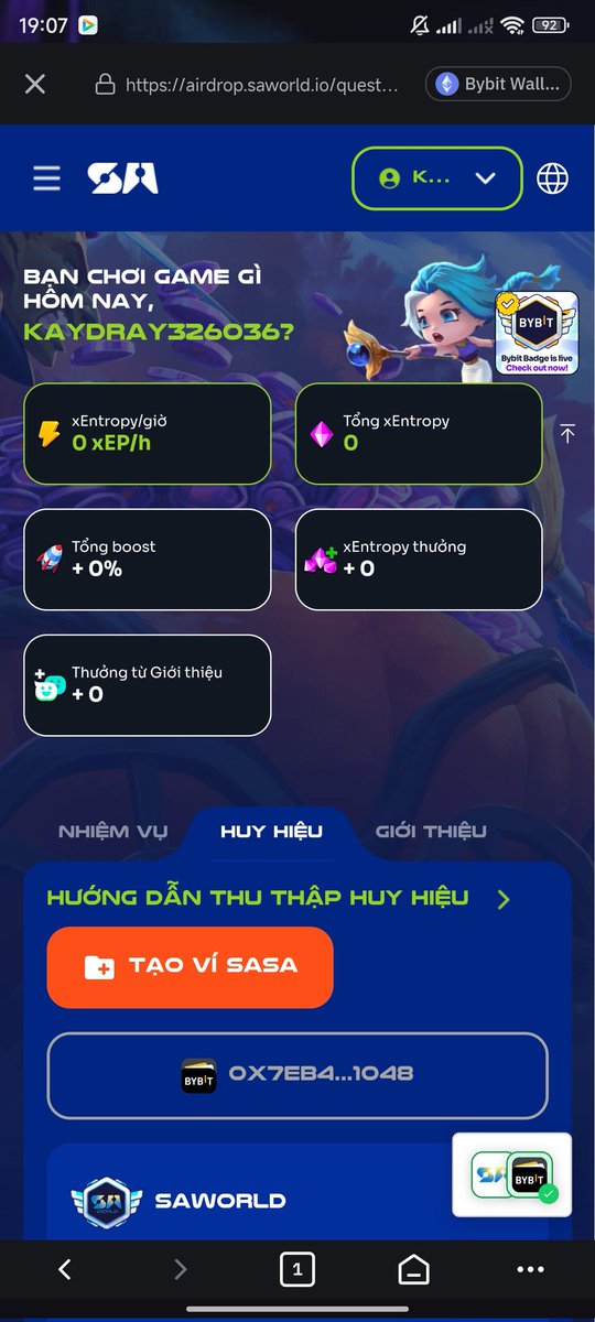 voluc01's tweet photo. https://t.co/3TlFojnKSR
 Dự án mới ae ơi nằm trong chương trình airdrop của bybit tổng thưởng 12tr SAE trị giá 1.7 tr đô quá khủng nhập mã mời: 
saworld_OYcMc2cE 
Để nhận 175k xEntropy thưởng vs 5% Tổng boost hk nhập là nịt nhé ae phần còn lại anh em tự check. https://t.co/YdyHad8D8N