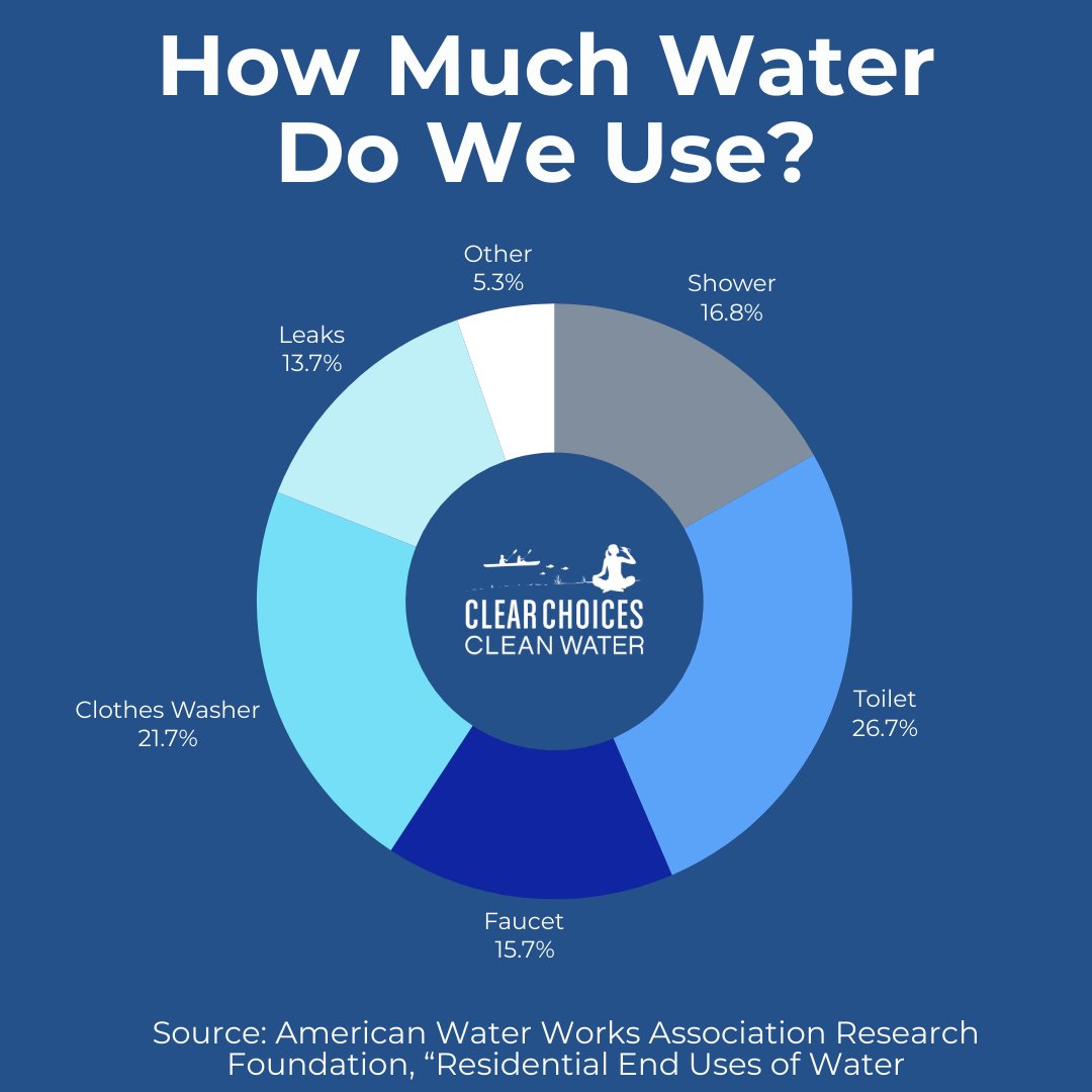 Our direct water use is what we drink, bathe in, and use from our sinks and faucets to wash our vegetables and our clothes and to water our plants and lawns. This chart shows our direct water use at home. The other kind of water use is indirect use, which we will cover next.