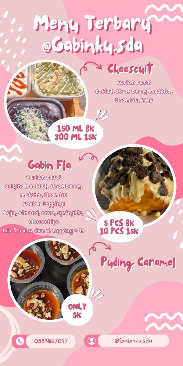 yeomimae's tweet photo. 🍰 OPEN PO DESSERT! 🍰

🍮Cheesecuit, Gabin Fla, Puding Caramel
📥PO dibuka mulai hari ini yaa!!!
🛵Pengiriman dan pengambilan H+1 setelah order
📍Gedangan, Sidoarjo
📲 085141167097

Yuk, langsung chat kesini untuk order. 😊
#Binance #FATEPLUS_GalaxyS24 #GOLD #pavelphoom https://t.co/FlK3KUYnFG
