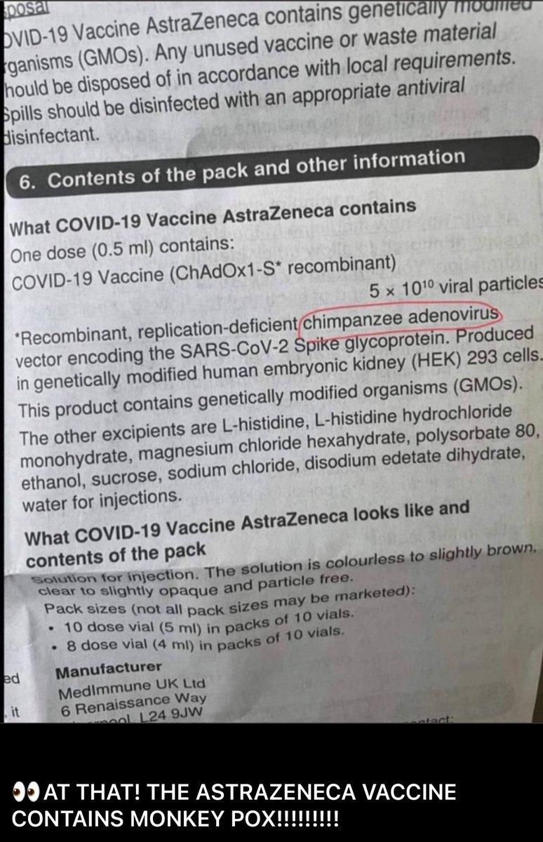 HamHam361791's tweet photo. @liz_churchill10 Its in the covid vaccines.
Only the vaxed will catch this m pox.. https://t.co/3HUkUSkpox