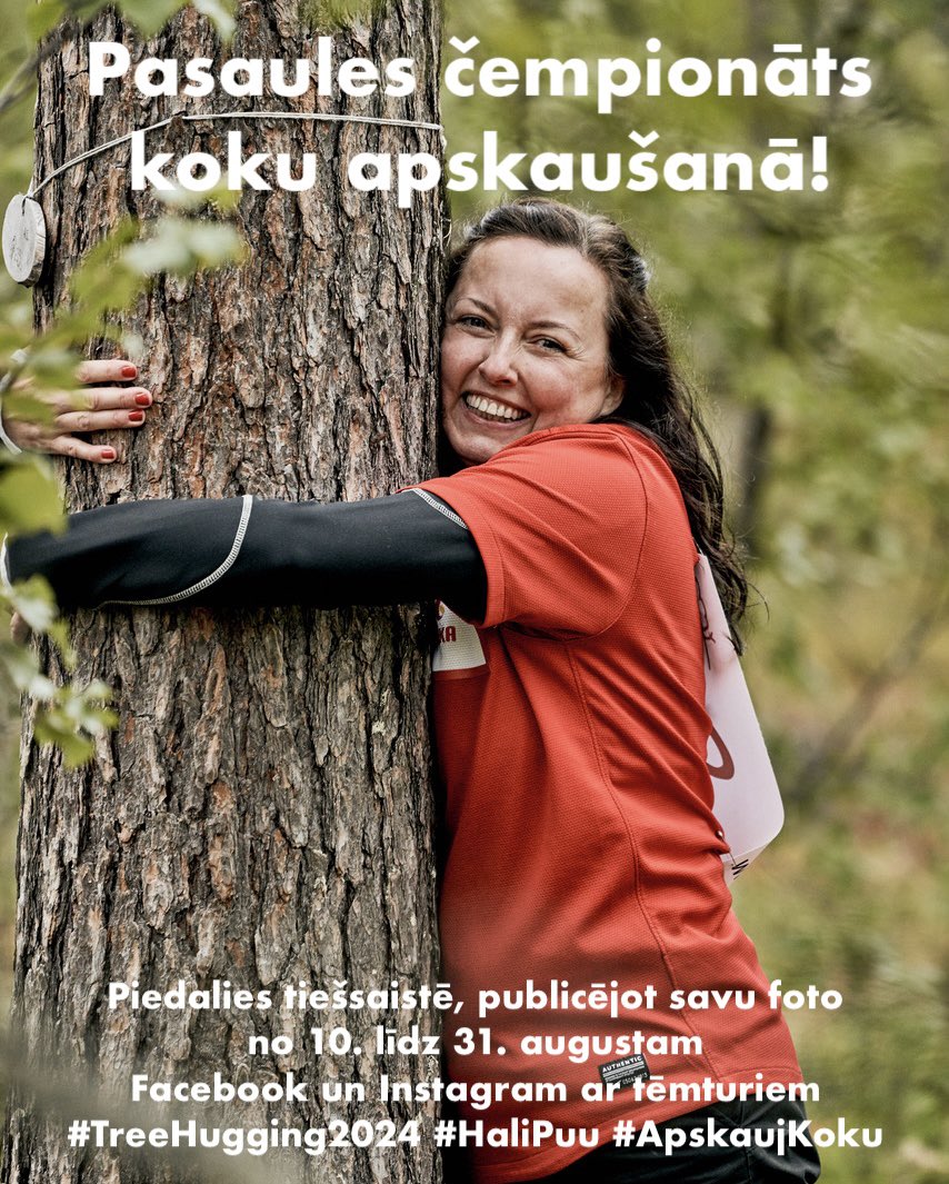 Spekozols's tweet photo. 🇱🇻🌳🙌🏼 Pasaules čempionāts koku apskaušanā 2024. rit pilnā sparā no 10. - 31. augustam ikviens visā pasaulē var piedalīties, pārstāvēt savu valsti un iegūt lieliskas balvas, publicējot FB vai IG attēlu ar savu koka apskāvienu un tēmturiem #TreeHugging2024 #HaliPuu #ApskaujKoku https://t.co/MpzGDQnAtB