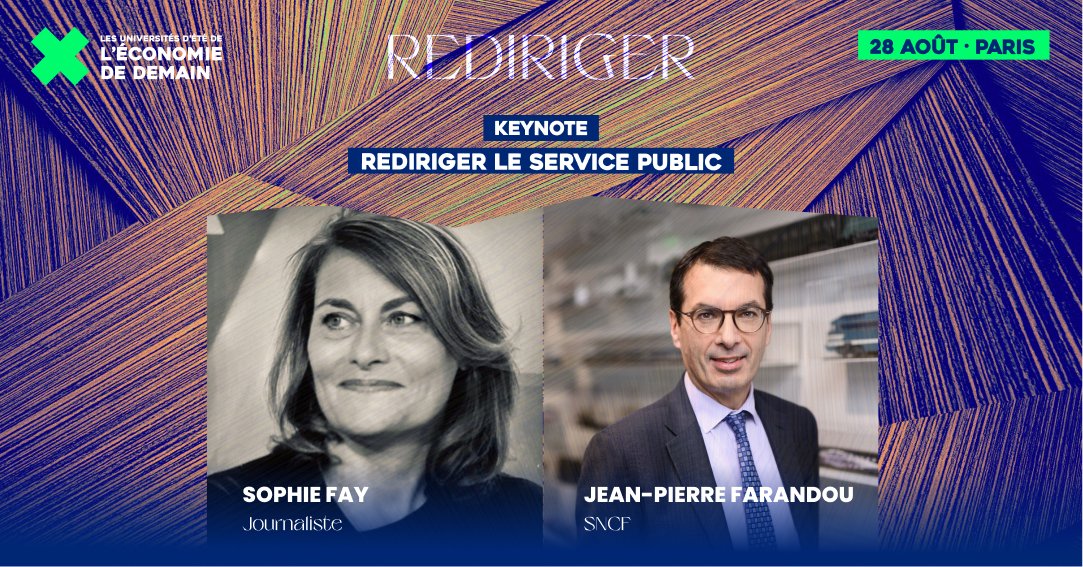 Conférence #UED24 : Oser rediriger un service public ? 🔎 

💬 Venez assister à l'échange sur les défis organismes publics avec <a href="/SophiFay/">Sophie Fay</a> de <a href="/lemondefr/">Le Monde</a> et <a href="/JPFarandou/">Jean-Pierre Farandou</a> de <a href="/GroupeSNCF/">Groupe SNCF</a> .

📅 28 août 2024 à 11h40

Découvrez le programme et inscrivez-vous 👉 ued24.eco