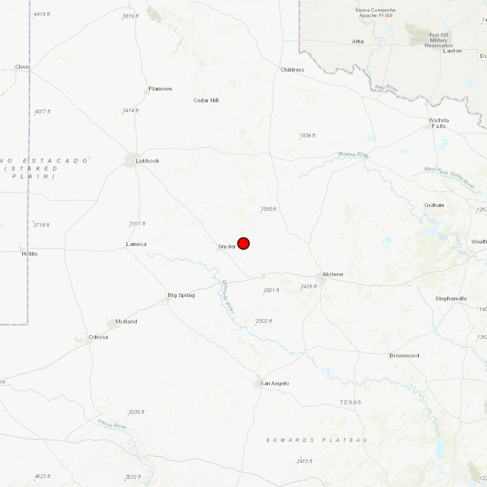 EQuakeBot's tweet image. M2.80 #earthquake (#sismo) 17 km WSW of #Rotan, #Texas 19 minutes ago! More info: earthquake.usgs.gov/earthquakes/ev…