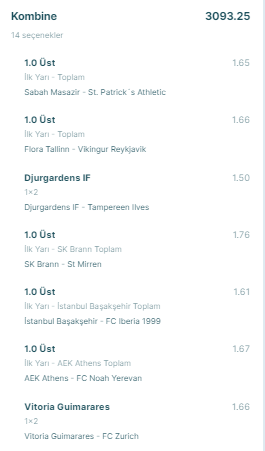 Ya Tutarsa kuponumuz... Aslında burada sezonda çok fazla #pideci kuponlar alacağımız için kombine çarpanı çok iyi veriyor. Ben bu kuponda x4 katı oran aldım. Normalde bu kupon 777 Oran ama ben 3100 Orandan oynadım...Kazanç direk anapara bonus vs değil...
Olurda kazanırsa çok çok