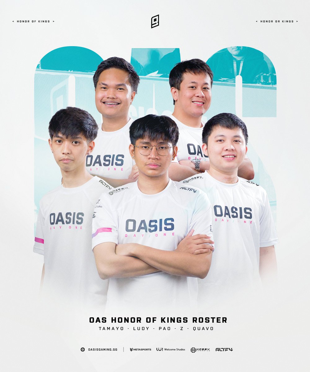 OasisGaming_GG's tweet photo. OLD FACES, NEW GAME ⚔️

We're excited to announce the newest Oasis roster to join the fray. Please welcome our Honor of Kings team!

TAMAYO | LUDY | PAO | Z | QUAVO

#SinceDayOne #OASWIN https://t.co/92wbKvonbV
