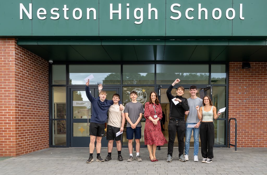 high_neston's tweet photo. The atmosphere at Neston High was electric today as students, parents, and teachers gathered to celebrate a remarkable set of A-level results. After months of dedication, resilience, and hard work, the students have achieved exceptional success, making their school and proud. https://t.co/rfN5Br3o0k