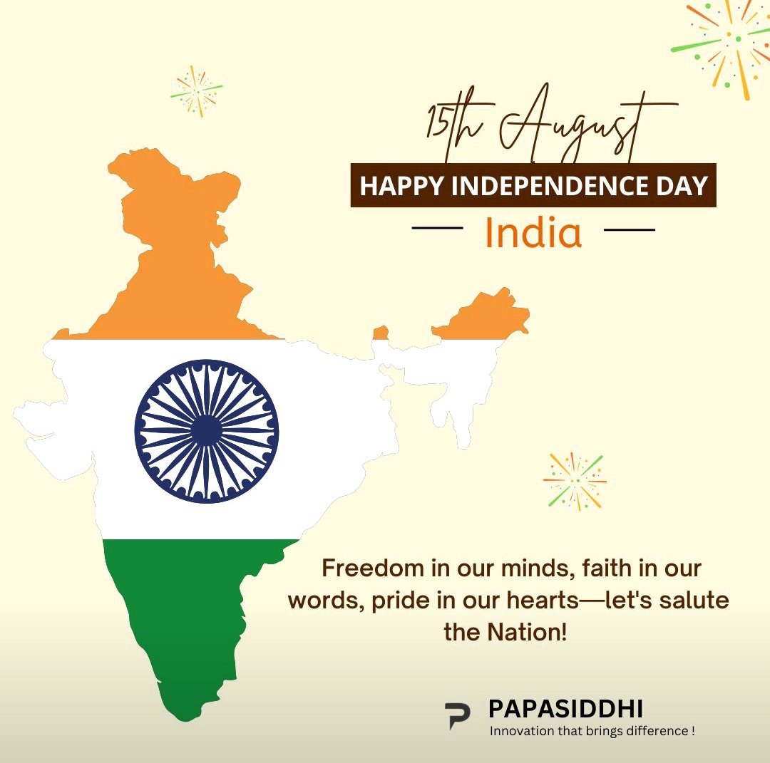 papasiddhi's tweet photo. 🇮🇳 Celebrating 78 Years of Independence! 🇮🇳

On this significant day, we at #PAPASIDDHI pay tribute to the #brave #souls who fought for our nation's #freedom and made immense sacrifices for our #future 🙏

#JaiHind
#IndiaIndependenceDay 
#IndiaAt78 
#HappyIndependenceDay https://t.co/l1oAnDPr8H
