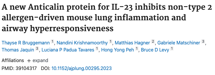 BDLevy AIR Lab (@bdlevylab) on Twitter photo Congratulations to Dr. BrĂŒggemann (<a href="/thaysebrug/">Thayse BrĂŒggemann</a>) and co-authors on their recent publication titled, "A new Anticalin protein for IL-23 inhibits non-type 2 allergen-driven mouse lung inflammation and airway hyperresponsiveness" in
<a href="/AJPLung/">AJP-Lung Cellular and Molecular Physiology</a>
Check it out:
journals.physiology.org/doi/abs/10.115⊠Congratulations to Dr. BrĂŒggemann (<a href="/thaysebrug/">Thayse BrĂŒggemann</a>) and co-authors on their recent publication titled, "A new Anticalin protein for IL-23 inhibits non-type 2 allergen-driven mouse lung inflammation and airway hyperresponsiveness" in
<a href="/AJPLung/">AJP-Lung Cellular and Molecular Physiology</a>
Check it out:
journals.physiology.org/doi/abs/10.115âŠ