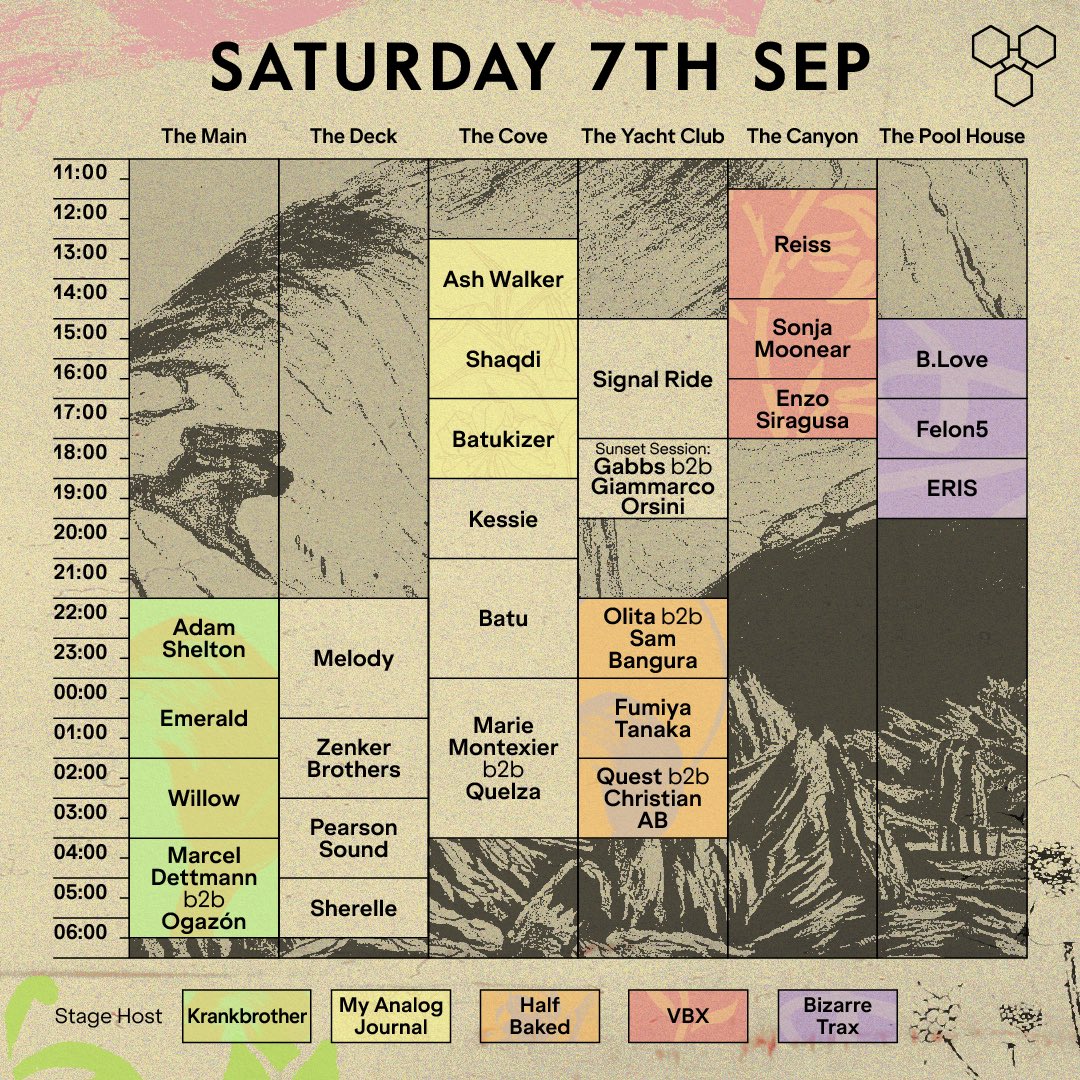 We are delighted to share the set times for ION 2024 in Dhërmi, Albania☀️

80 artists across 7 days of programming and over 110 hours of music.

🗓️ Wednesday 4th Sept - Tuesday 10th Sept

🎟️ eatyourownears.com/ion-festival