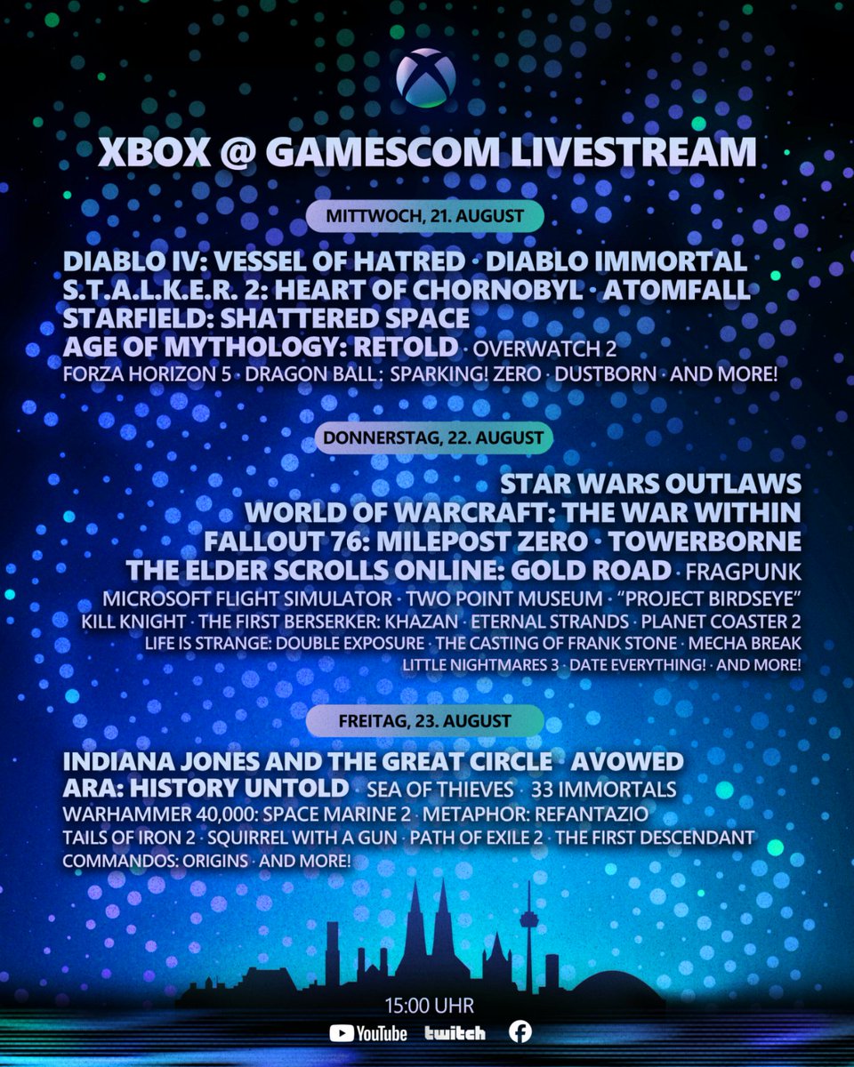 Das „Games“ in <a href="/gamescom/">gamescom</a> steht hier im Mittelpunkt!

Alles, was ihr zu unseren Livestreams wissen müsst, erfahrt ihr hier👇
xbox.com/events/gamescom