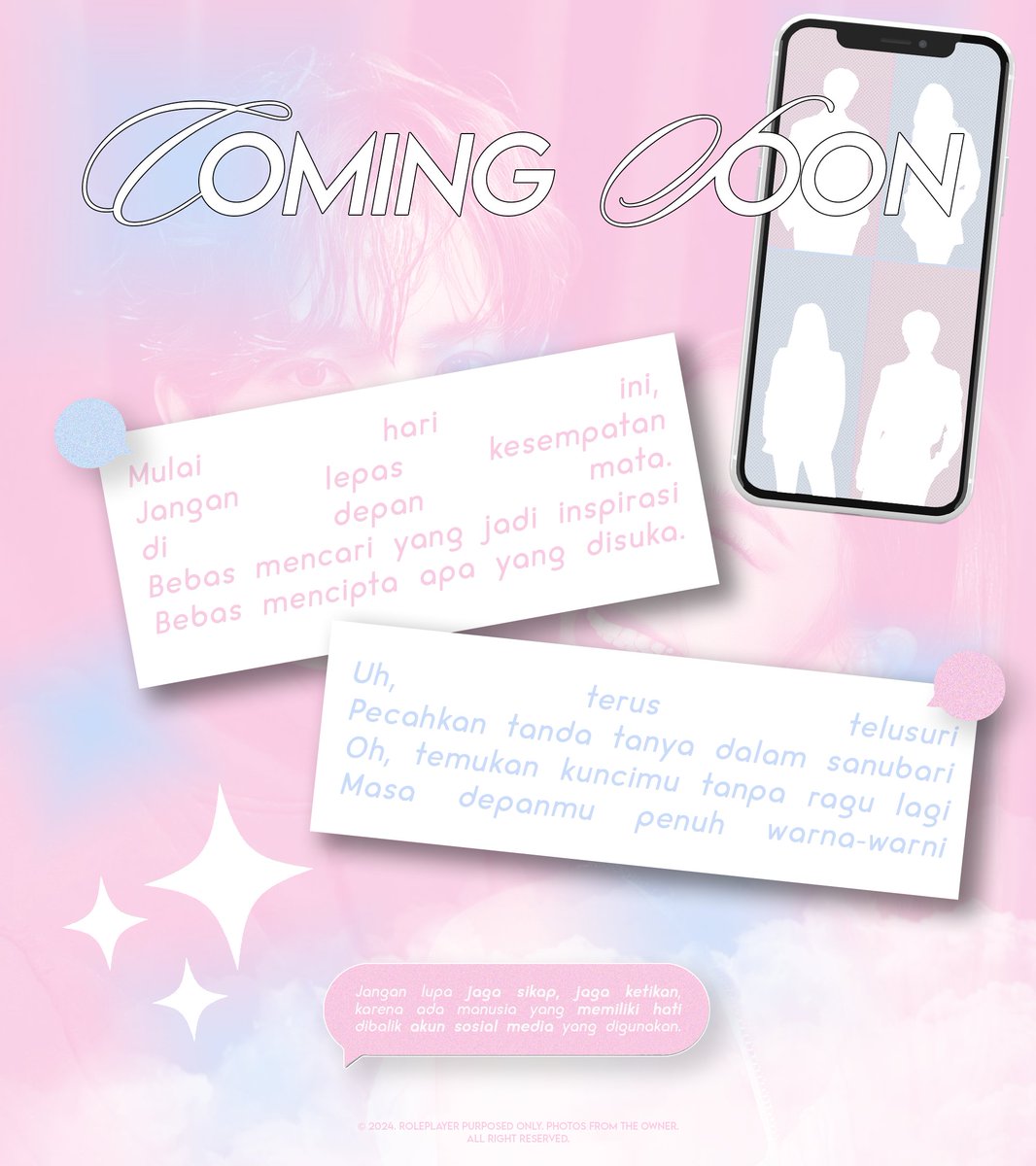 ㅤ
ㅤ
𝘒𝘐𝘛𝘈 𝘉𝘌𝘙𝘓𝘈𝘠𝘈𝘙 𝘛𝘈𝘕𝘗𝘈 𝘉𝘈𝘛𝘈𝘚𝘈𝘕,
Menjelajah ruang tak bertepi,
Dalam kilau cahaya dan gambar.
Senyum tak nampak, suara tak berisi,
Di balik layar, cerita mengalir deras.

𝗦𝗘𝗚𝗘𝗥𝗔!
Di dunia maya yang penuh warna.
ㅤ
ㅤ