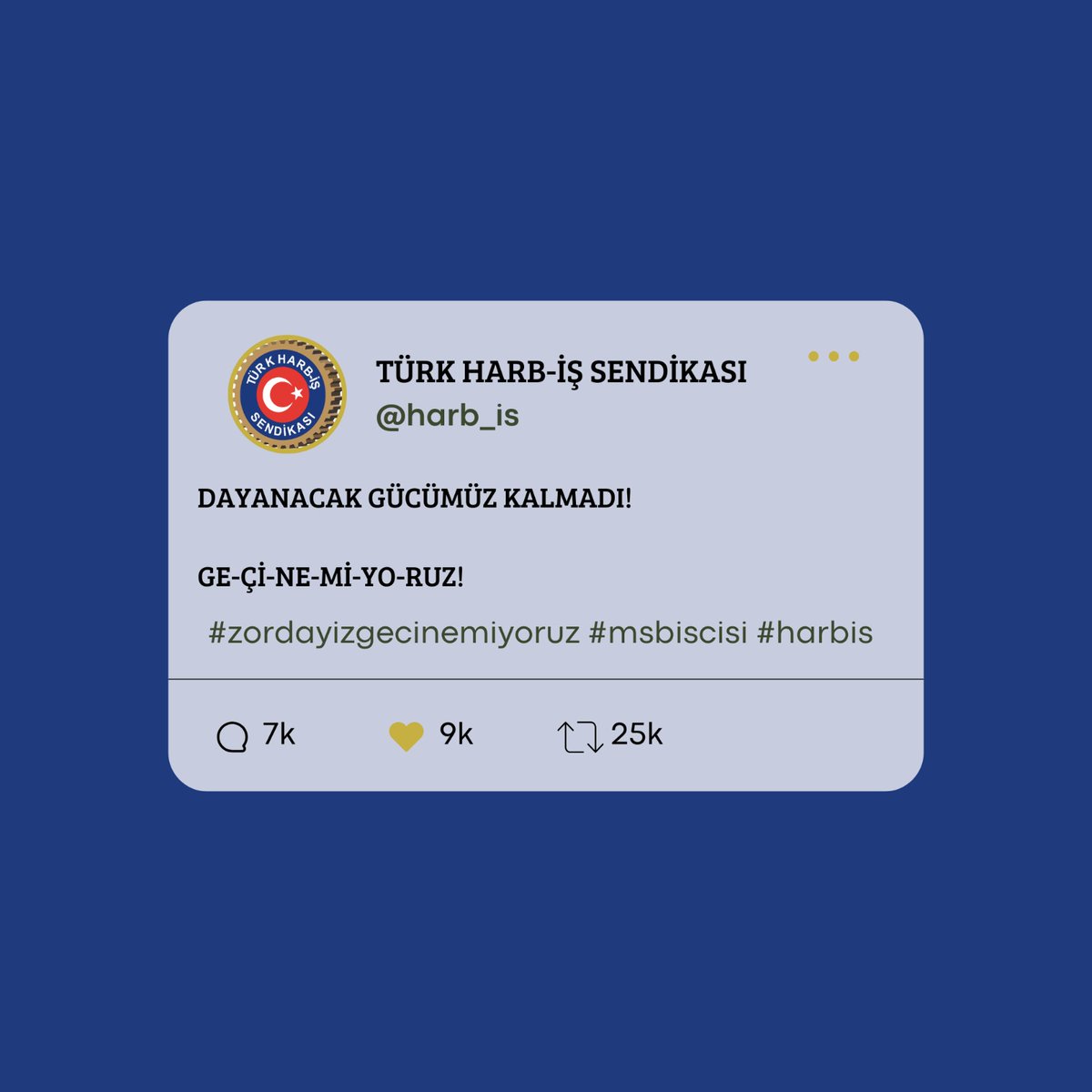 Dayanacak gücümüz kalmadı! GE-Çİ-NE-Mİ-YO-RUZ!

#zordayizgecinemiyoruz
<a href="/turkiskonf/">TÜRK-İŞ</a>