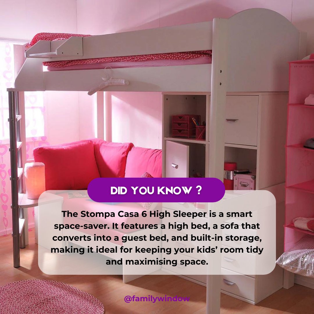 familywindow's tweet image. Ideal for kids' rooms, the Noah 6 High Sleeper has a loft bed, a sofa that turns into a bed, and built-in storage drawers and cupboard. 

Now £1,239 (was £1,799)—save 23%! 🛏️

familywindow.co.uk/collections/hi…

#KidsRoom #FamilyWindow #FurnitureDeal